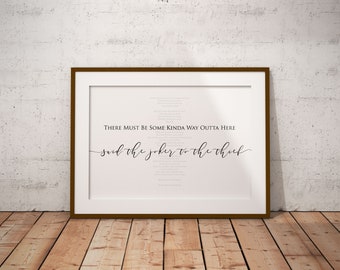 All Along The Watchtower Jimi Hendrix Experience Lyrics Music Wall Print Home Decor