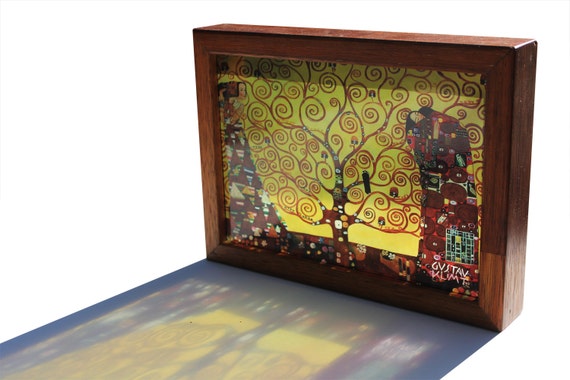 Wood box with lid Gustav Klimt The Tree of Life Jewelry Box with handmade painting on the cover gift for her Ready to ship