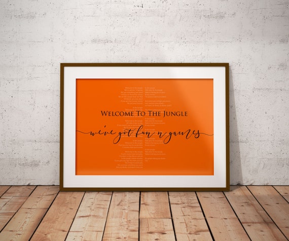 Welcome to Jungle Lyrics Printing Guns n Roses Inspired Music