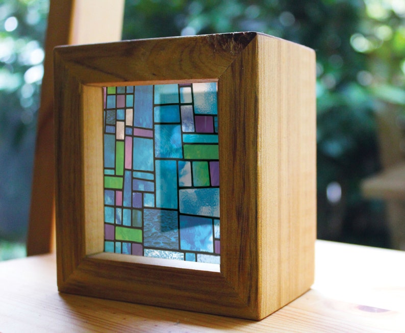 Modern Stained Glass Handmade Timber Light Box. See Through Etsy