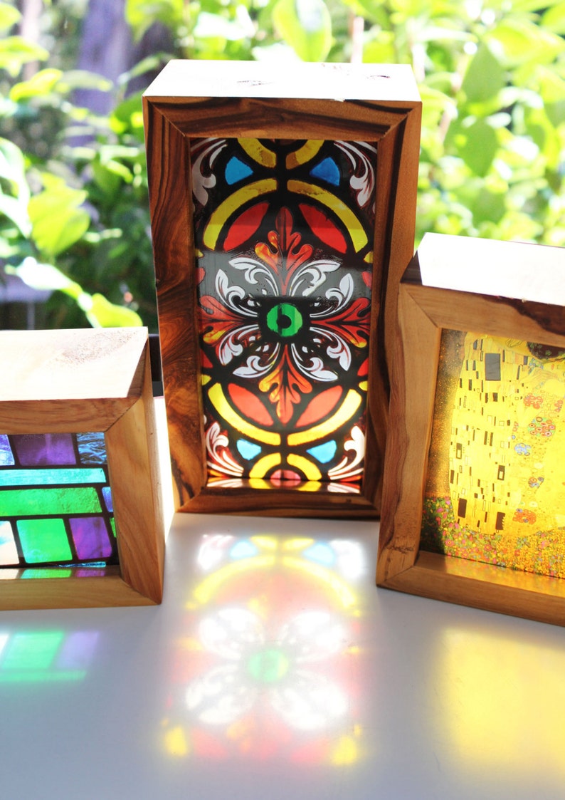 Large Stained Glass Handmade Timber Light Box. Translucent Etsy
