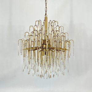 Mid-century, Italian brass and glass chandelier from 70s