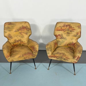 Mid-century modern set of two Italian armchairs from 50s