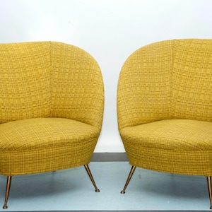 Pair of Ico Parisi-Style Armchairs in Original Fabric, Italy, 1950s