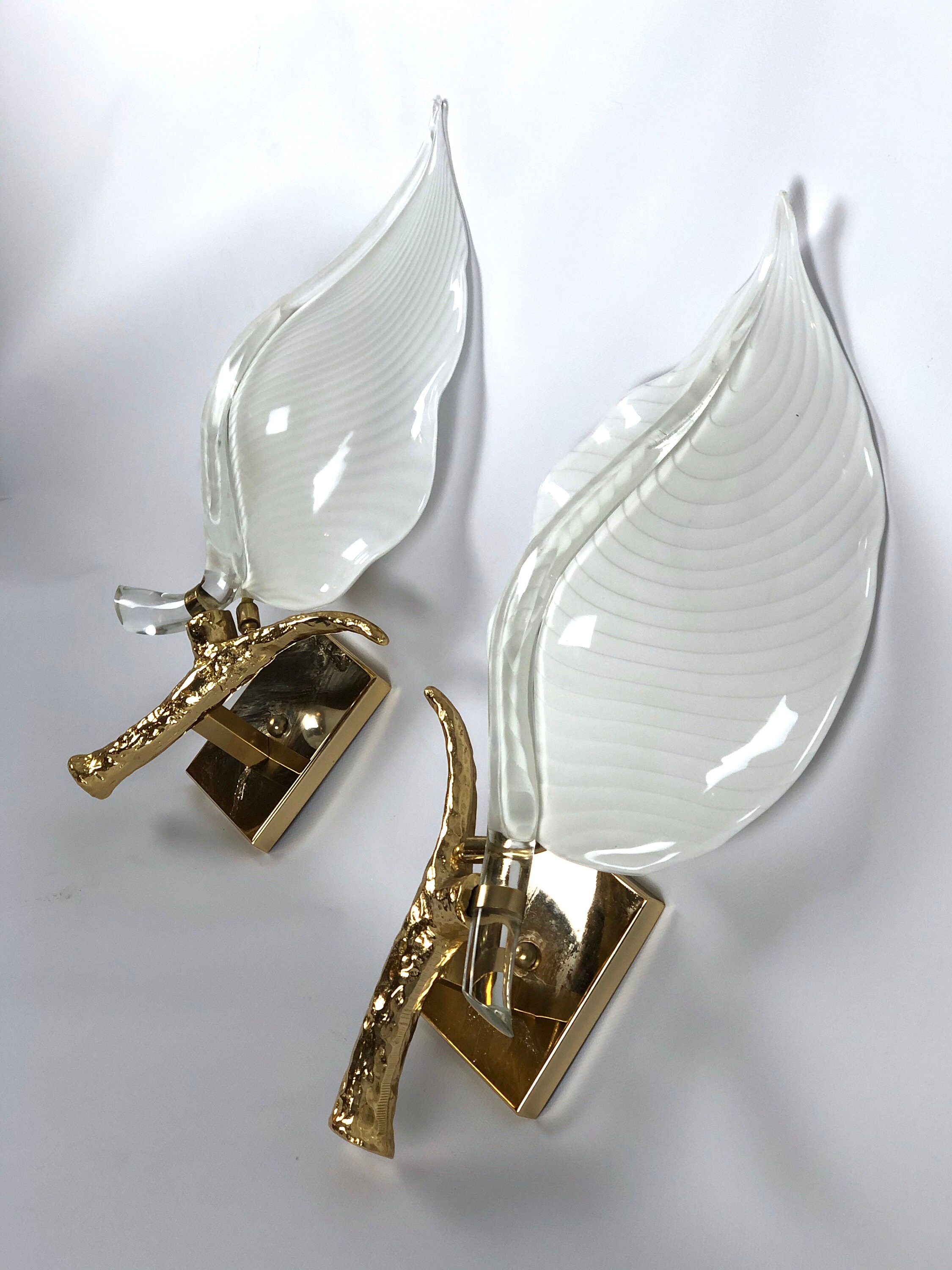 Lámparas italianas de pared Gilt y Murano de mediados de siglo Etsy