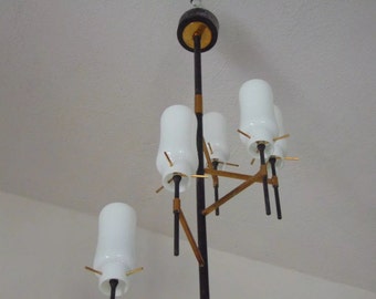 Italian vintage column chandelier in the manner of Stilnovo.