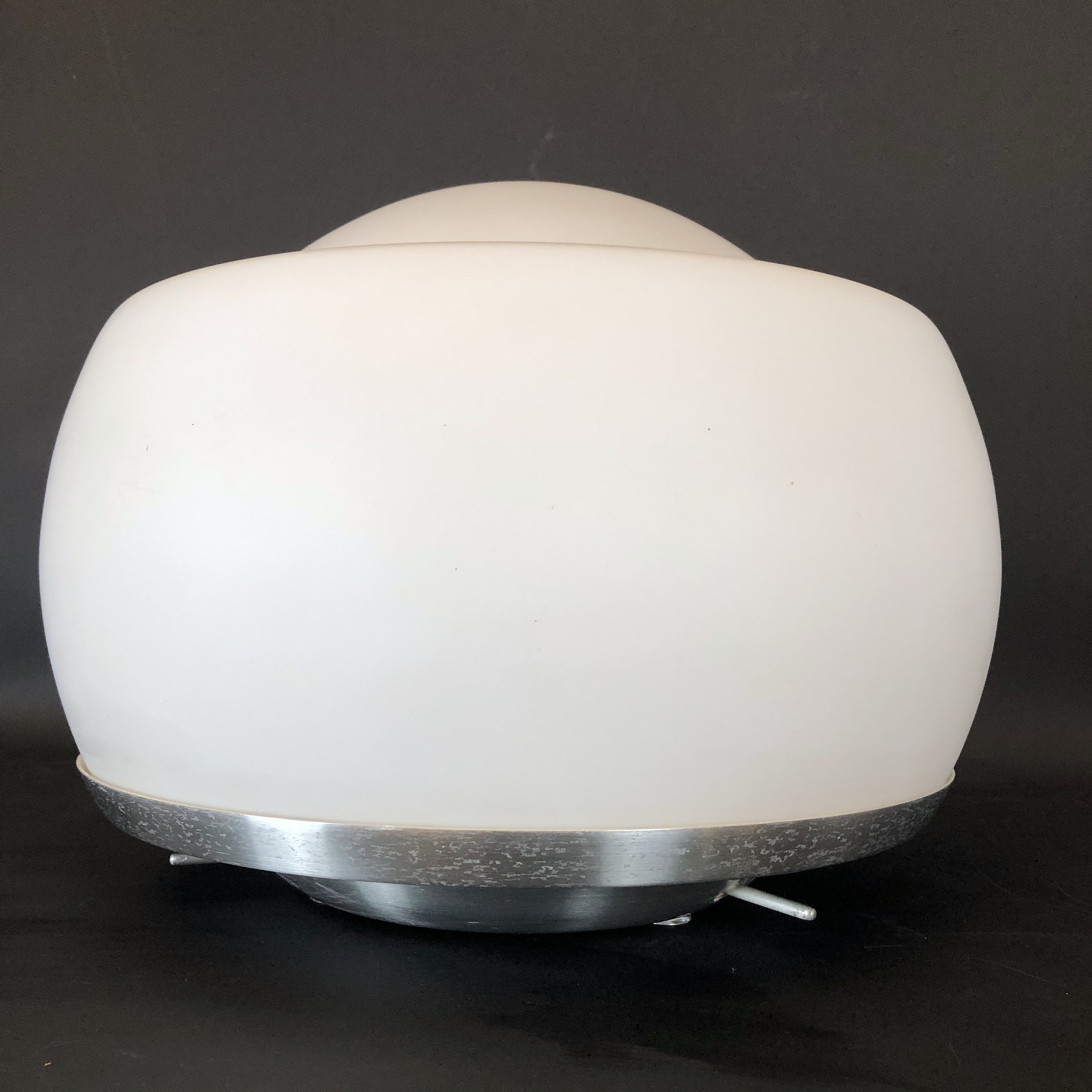 Rare Italian opaline glass table lamp by Pia Guidetti Crippa for Lumi from 70s. Labeled.