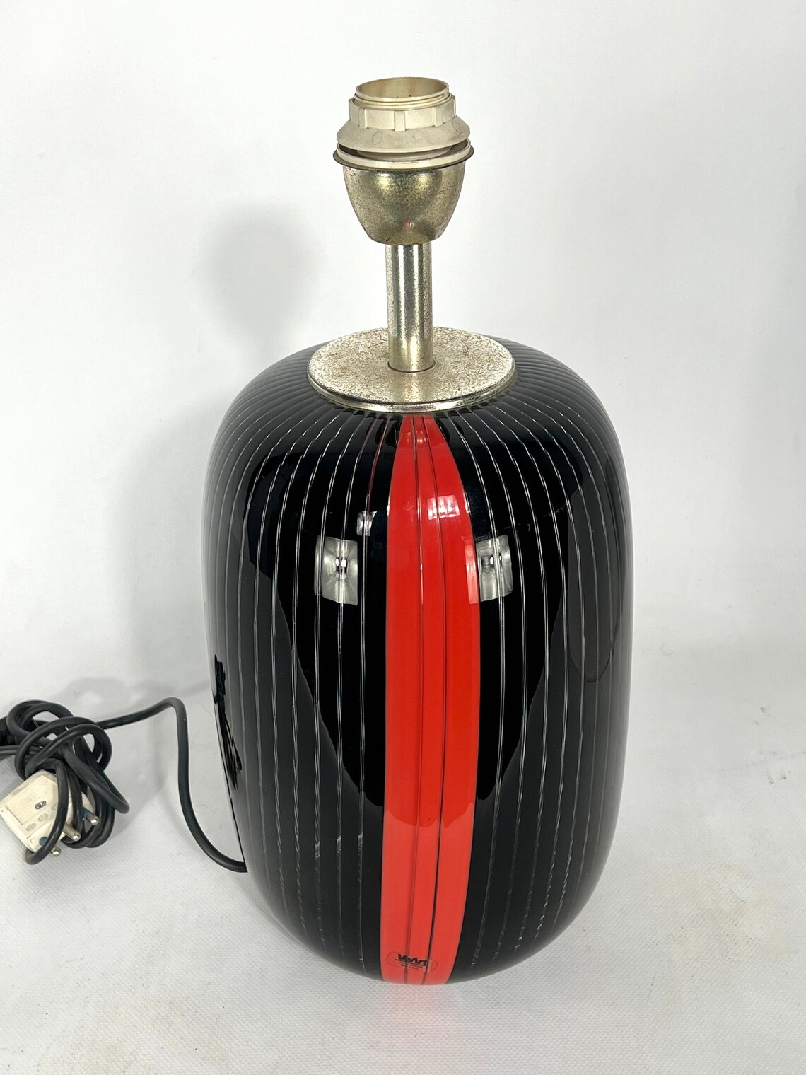 Veart Black and Red Murano Glass Table Lamp From 70s. Labeled - Etsy