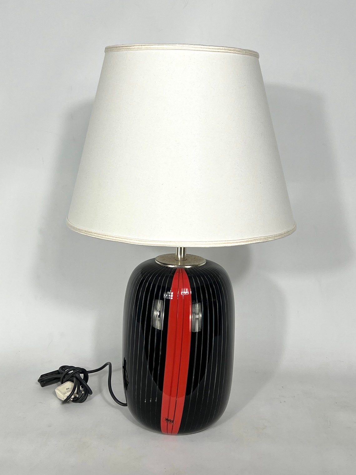 Veart Black and Red Murano Glass Table Lamp From 70s. Labeled - Etsy