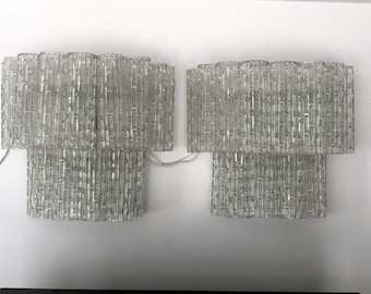 Mid-century Italian Clear Murano glass sconces. Set of two