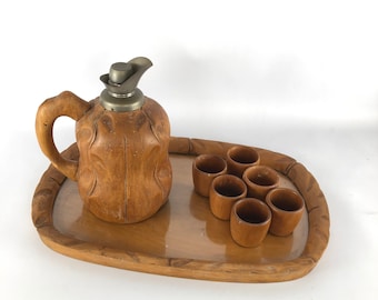 Aldo Tura carafe, tray and glasses set for Macabo. 50s