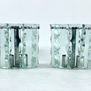 Mid-Century set of two cut glass sconces by Zero Quattro. Italy 1970s