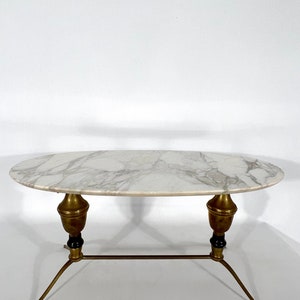 Vintage brass and marble coffee table. Italy 1950s