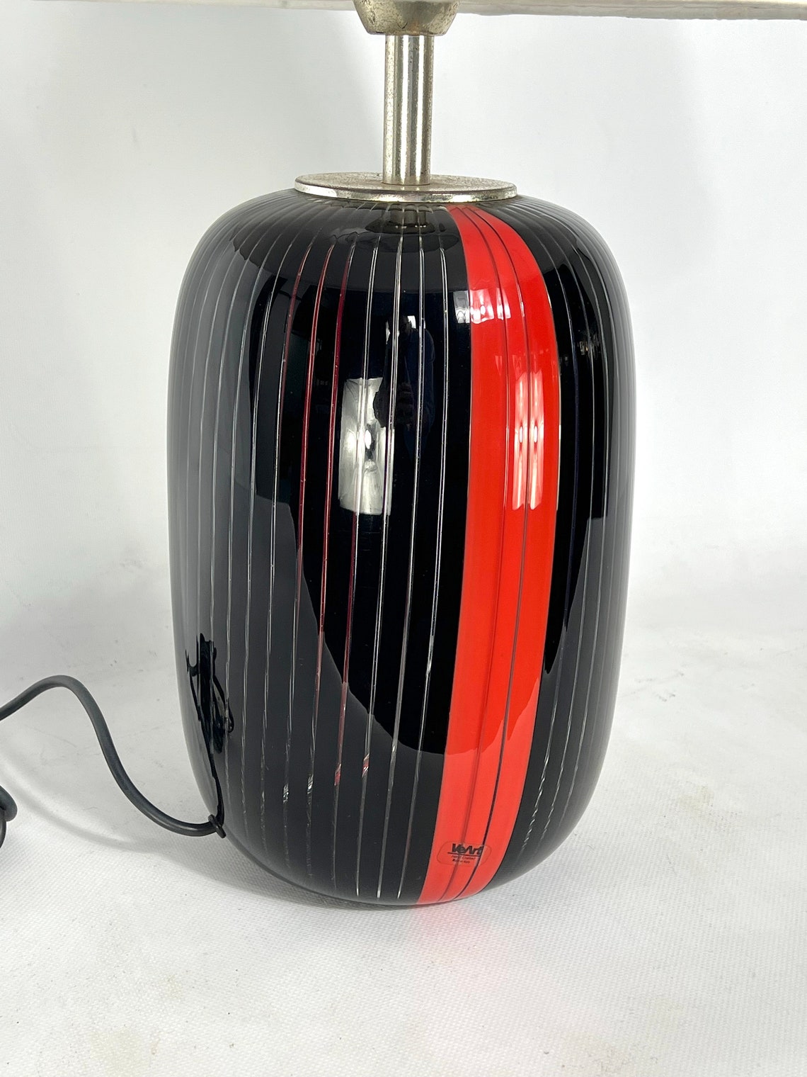 Veart Black and Red Murano Glass Table Lamp From 70s. Labeled - Etsy
