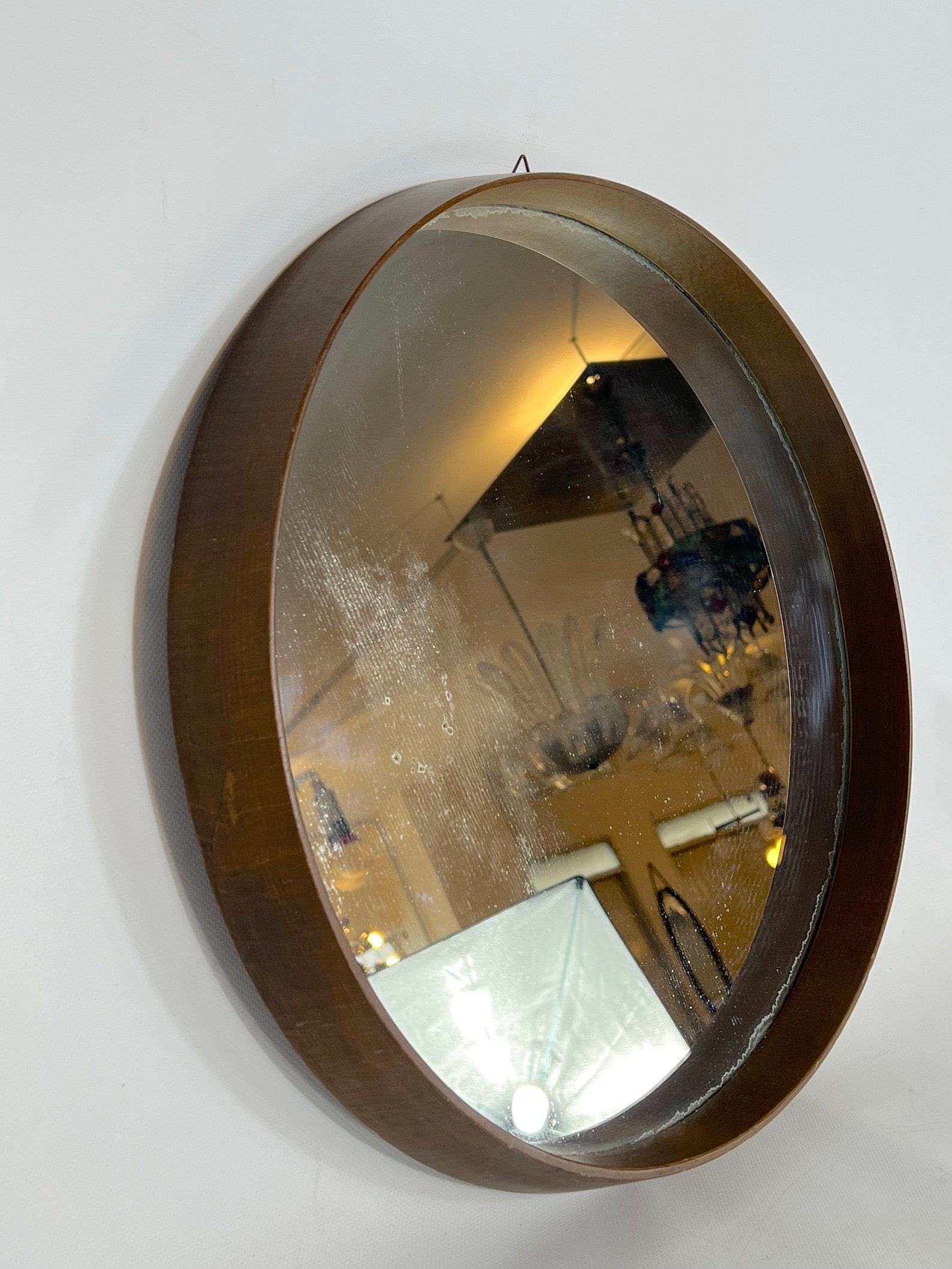 Vintage Italian Wood Round Wall Mirror From 50s - Etsy