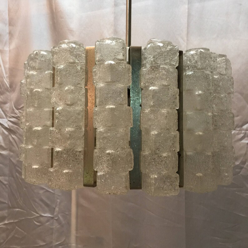 Italian vintage murano glass and chrome chandelier by Zero4 Milano.