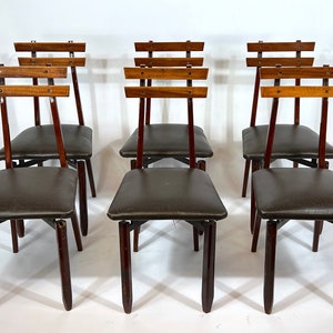 Set of six Mid-century Italian wood chairs