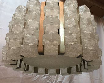 Italian vintage murano glass and chrome chandelier by Zero4 Milano.
