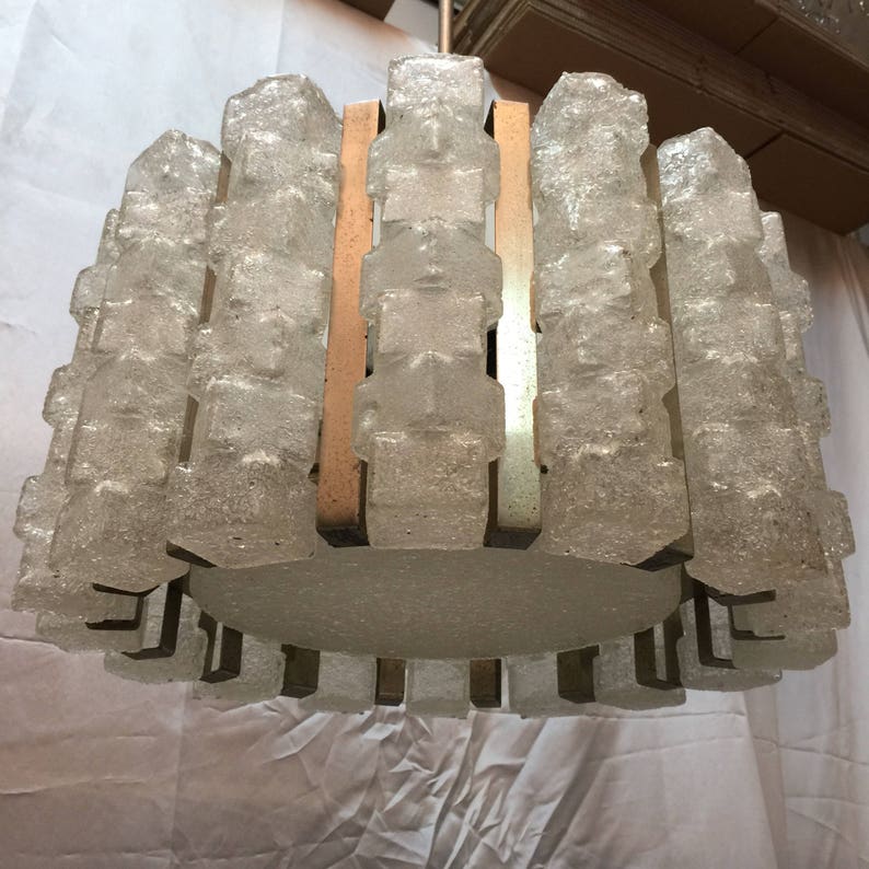 Italian vintage murano glass and chrome chandelier by Zero4 Milano.