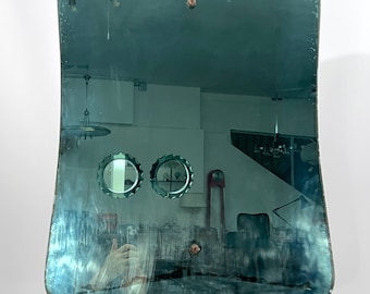 Mid-Century Fontana Arte style Green Mirror from 50s