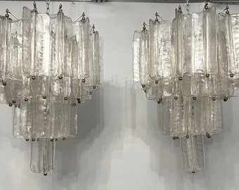 Gorgeous Pair of Mid-Century Murano glass chandeliers by Toni Zuccheri for Venini