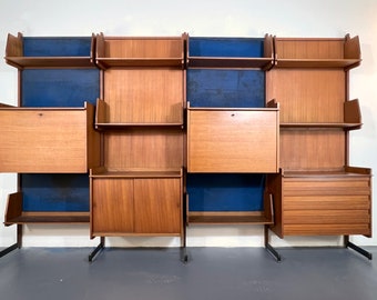 Bibliothèque en bois modulaire moderne du milieu du siècle des années 50