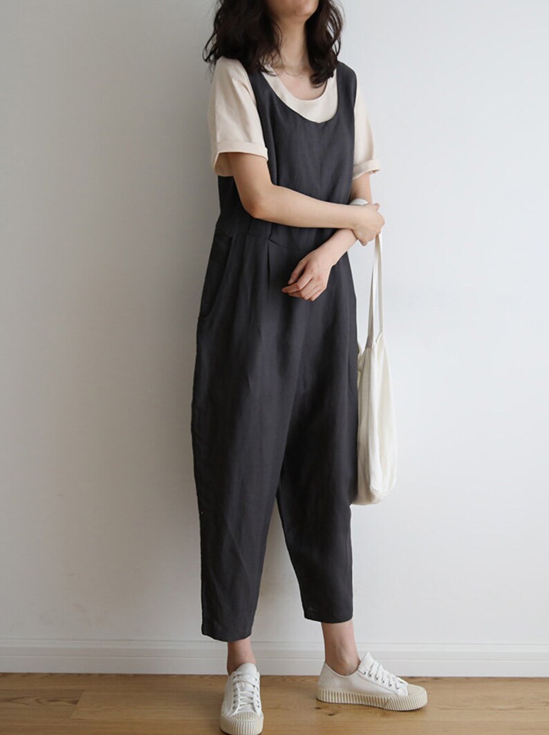 Washed Soft Linen Women Overall Linen Jumpsuits Rompers Etsy