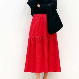 Women Soft Washed A-line Linen Long Skirt, Elastic Skirts with Deep Pockets,Maxi linen skirts,  Available 80+ Colors