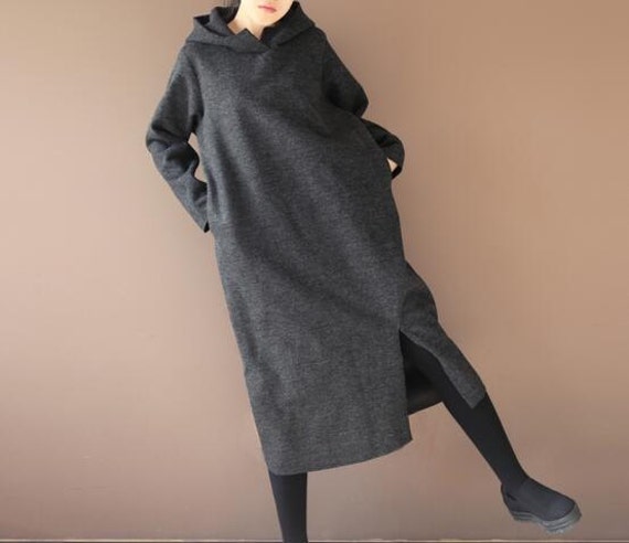 Winter Fleece Dress Long Women Dress Thick Thermal Women Warm | Etsy