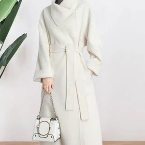 Warm Women winter coat , Wool Jackets,Wool  Coat,Winter Coat Large Pockets With Waist Belt