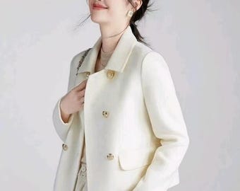 Short Women Wool Coat, Winter Wool Jacket, Wool Jackets Women Wool Coat Any Size