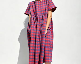 Loose washed Soft 100% Linen dress,  Drop shoulder dress, Women Dresses, Retro dress ,Maxi Women Dresses ,80+ colors available/0959