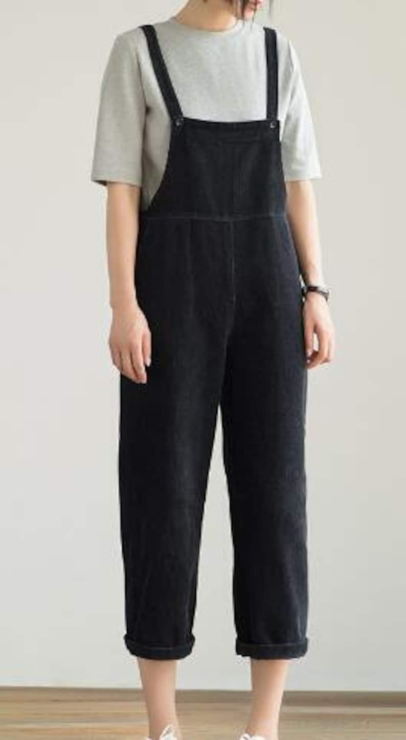Black Corduroy Women Overall Pants Cotton Jumpsuits Women Etsy