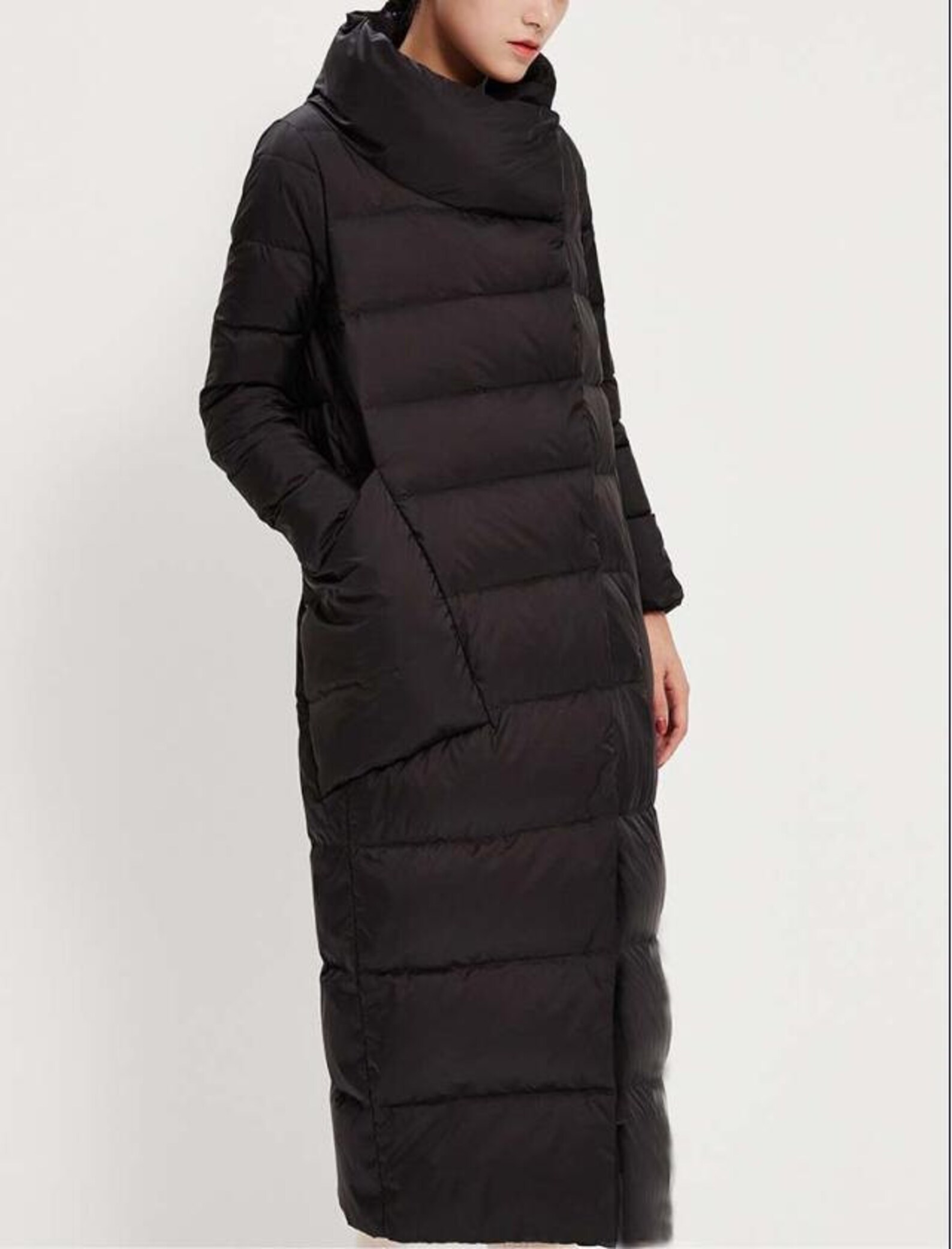 Large Pockets Winter Long Down Coat Winter Down Coat Thick Etsy