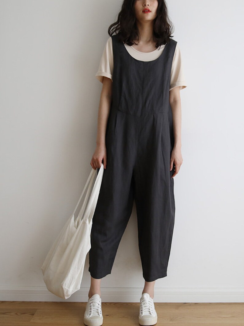 Washed Soft Linen Women Overall Linen Jumpsuits Rompersdeep Etsy
