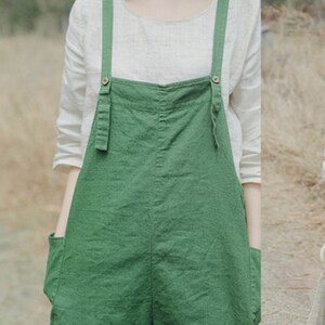 Washed Linen Women Overall Pants Dress Linen Jumpsuits Women WideLeg Pants