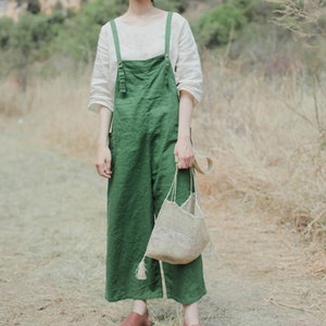 Washed Soft Linen Women Overall,Linen Jumpsuits, Women WideLeg Pants Romper,Available 80+ Colors