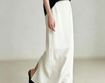 Women Soft Washed A-line Linen Long Skirt, Summer Cotton Linen Skirts,Elastic Skirts with Deep Pockets,Maxi linen skirts