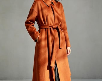 Long Warm Women winter coat,Light Wool Jackets,Wool Coat,Winter Coat Large Pockets