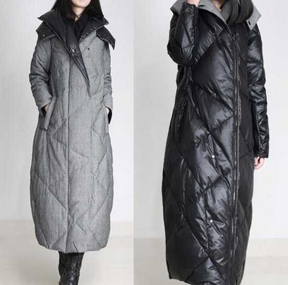 Double Faces Long Puffer Coat Women Winter Duck Down Coat - Etsy