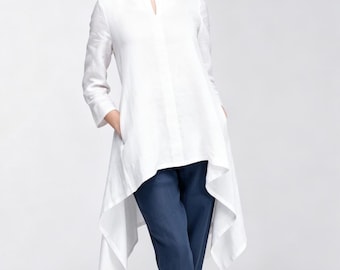 Minimalist Asymmetrical  Dress, Washed Soft 100% Linen dress,Anysize dress  summer maxi dress Women Dresses/9599