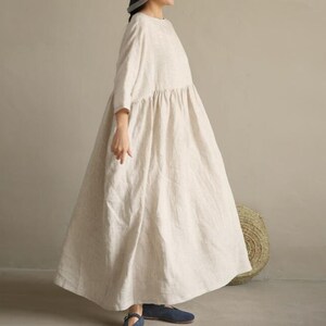 Loose Washed Soft Linen Dress, Drop Shoulder Dress, Women Dresses ...