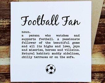 Football Card – Football Fan Definition – Funny Football Gift, Footballer Birthday Card, Football Dad Card, Gift for Football Fan