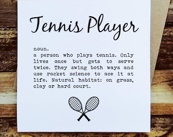 Tennis Card – Tennis Player Definition – Funny Tennis Gift, Tennis Birthday Card, Tennis Coach Card, Gift for Tennis Player
