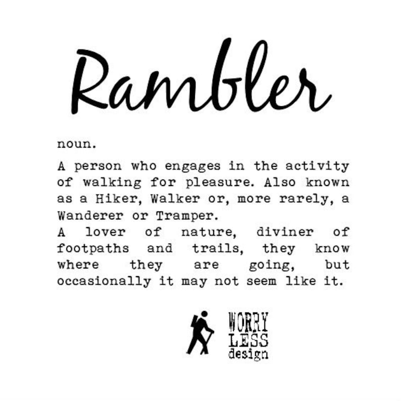 Walking Gift Rambler Definition. Framed Print. Walker Gift. Etsy