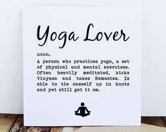 Yoga Lover Definition. Yoga Card. Funny Yoga Card. Yoga Birthday. Yogi Birthday. Yoga Birthday Card. Yogi Card. Yoga Addict.