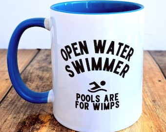 Swimming Mug – Open Water Swimmer Gift, Wild Swimming Mug, Funny Swimmer Gift, Swimmer Birthday Present, Sea Swimming Gift for Women