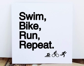Triathlon Card – Swim Bike Run Repeat – Funny Triathlete Gift, Triathlon Birthday Card, Tri Card for Her, Gift for Triathlete