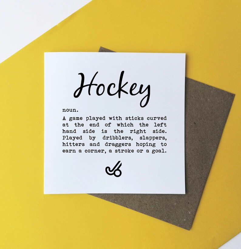 Hockey Definition Hockey Greetings Card Card for Hockey Etsy