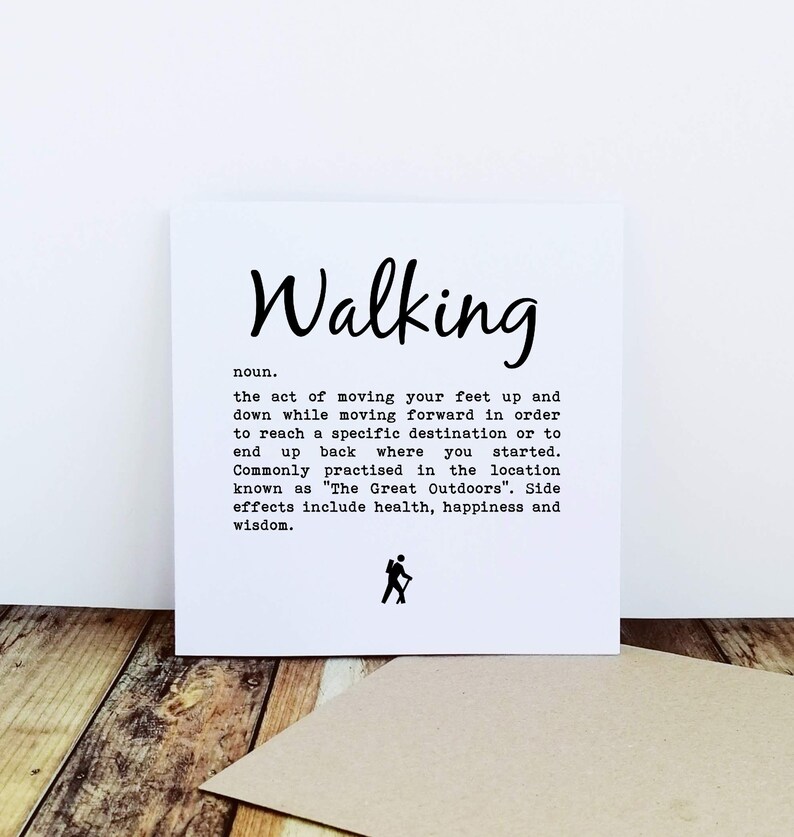 Walking Card Walking Definition. Walkers Card Hiking Card Etsy